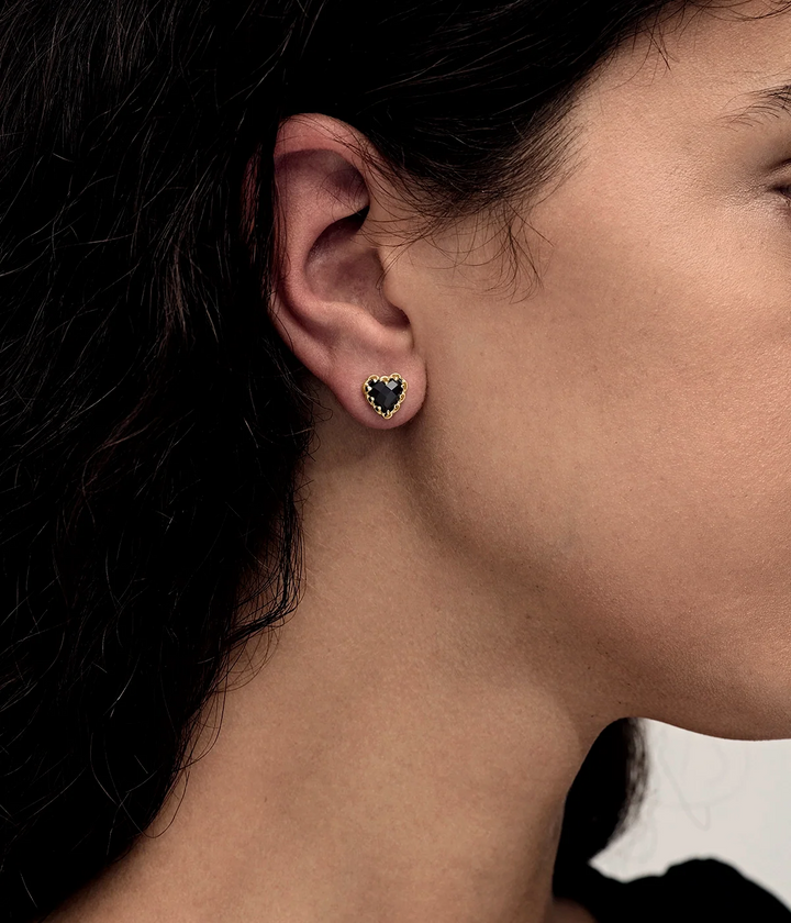 Stolen Gold Plated Love Claw Earrings - Onyx