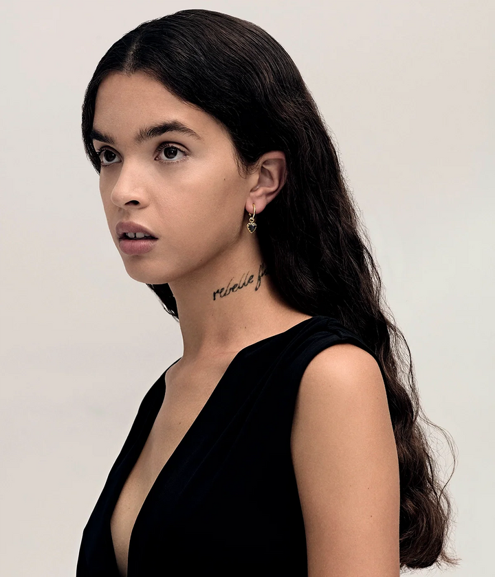 Stolen Gold Plated Love Anchor Earring - Onyx