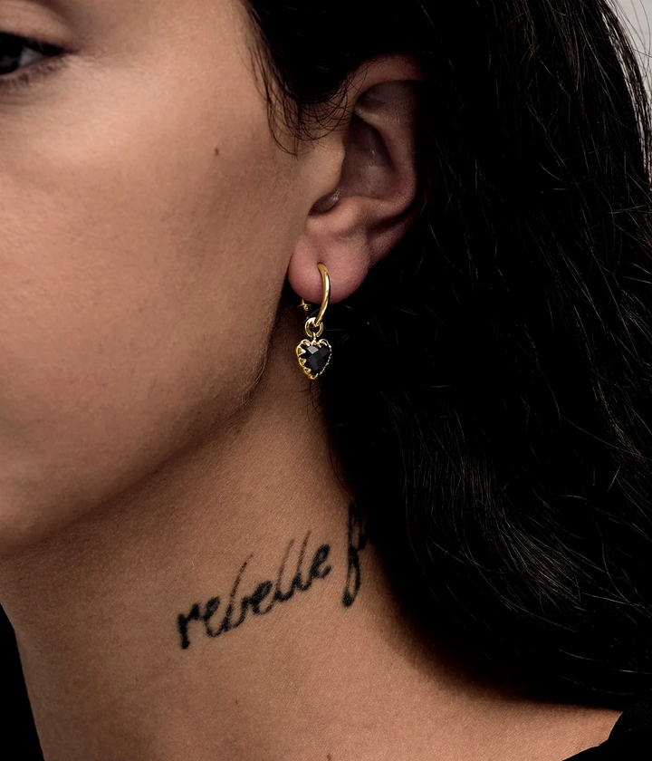 Stolen Gold Plated Love Anchor Earring - Onyx