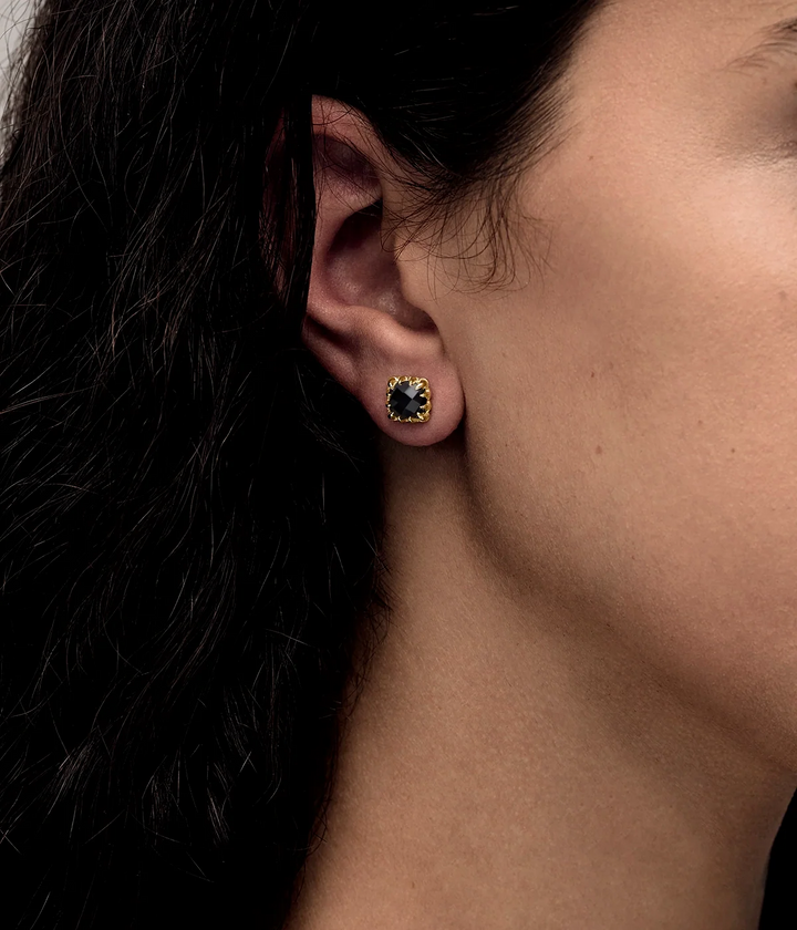 Stolen Gold Plated Baby Claw Stud Earrings - Onyx