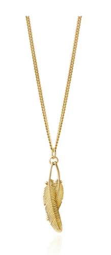 BOH RUNGA GOLD PLATE DUO MIROMIRO FEATHER PENDANT