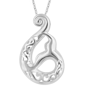 ARGENTO STERLING SILVER LARGE WHALE TAIL NECKLACE