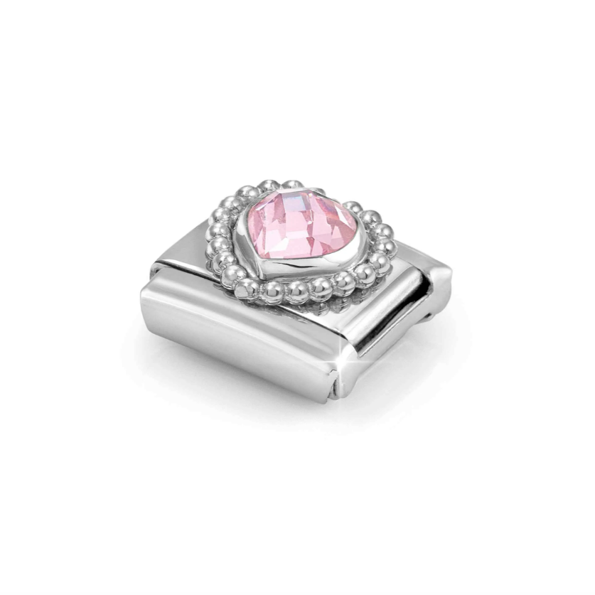 Nomination Classic Link 330606/003 Pink Heart with Beaded Setting