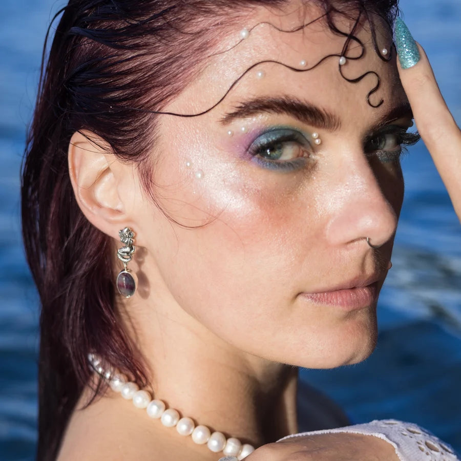 Nick Von K Sterling Silver in Fluorite Siren Earrings