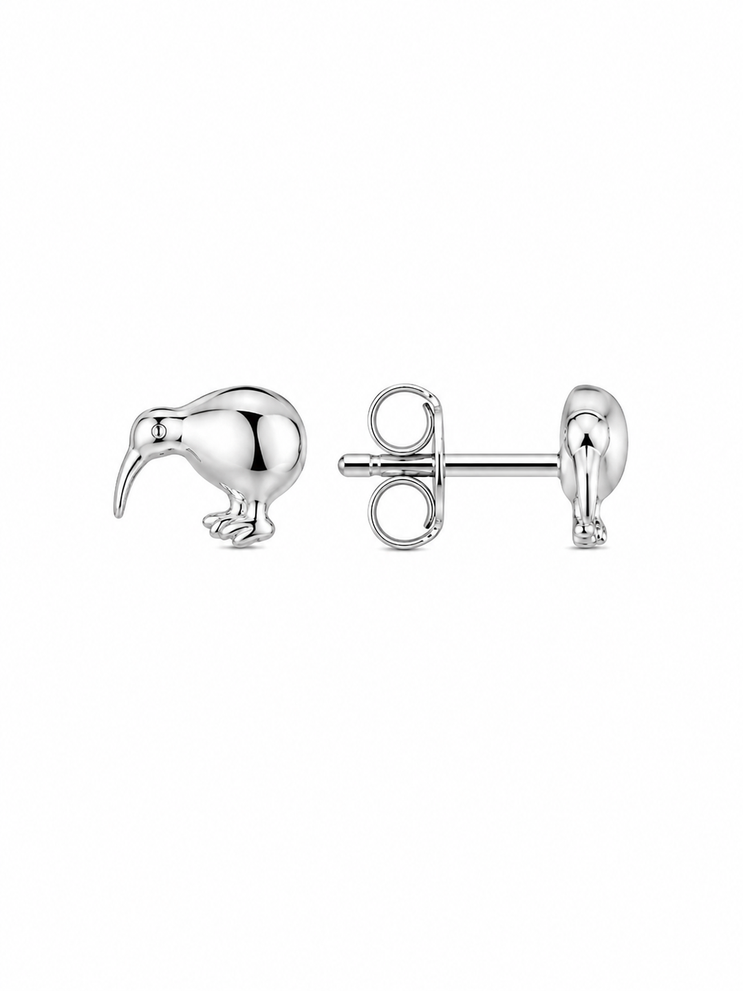 LT Sterling Silver Large Smooth Kiwi Stud Earrings