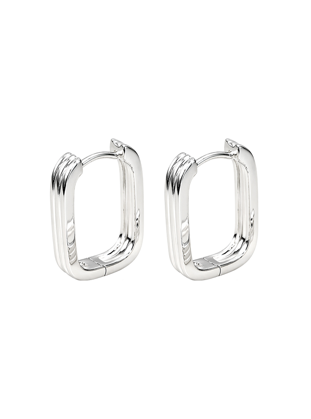 LT Sterling Silver Earrings Soft Rectangle Design