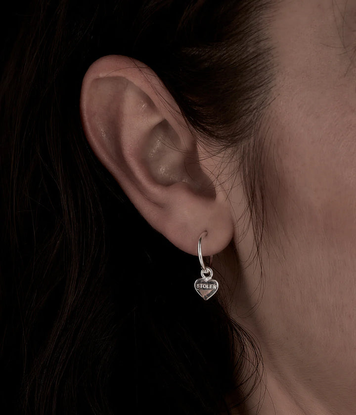 Stolen Silver Heart Anchor Earrings