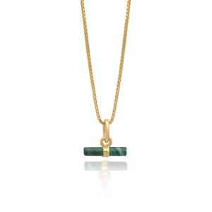 Gold Plated Mini Malachite T-Bar Necklace
