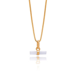 Gold Plated Mini Blue Lace Agate T-Bar Necklace