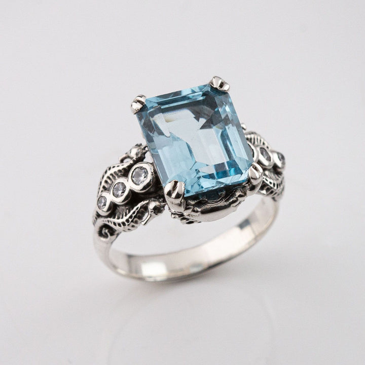 Nick Von K Sterling Silver with Blue Topaz Tide Pool Ring