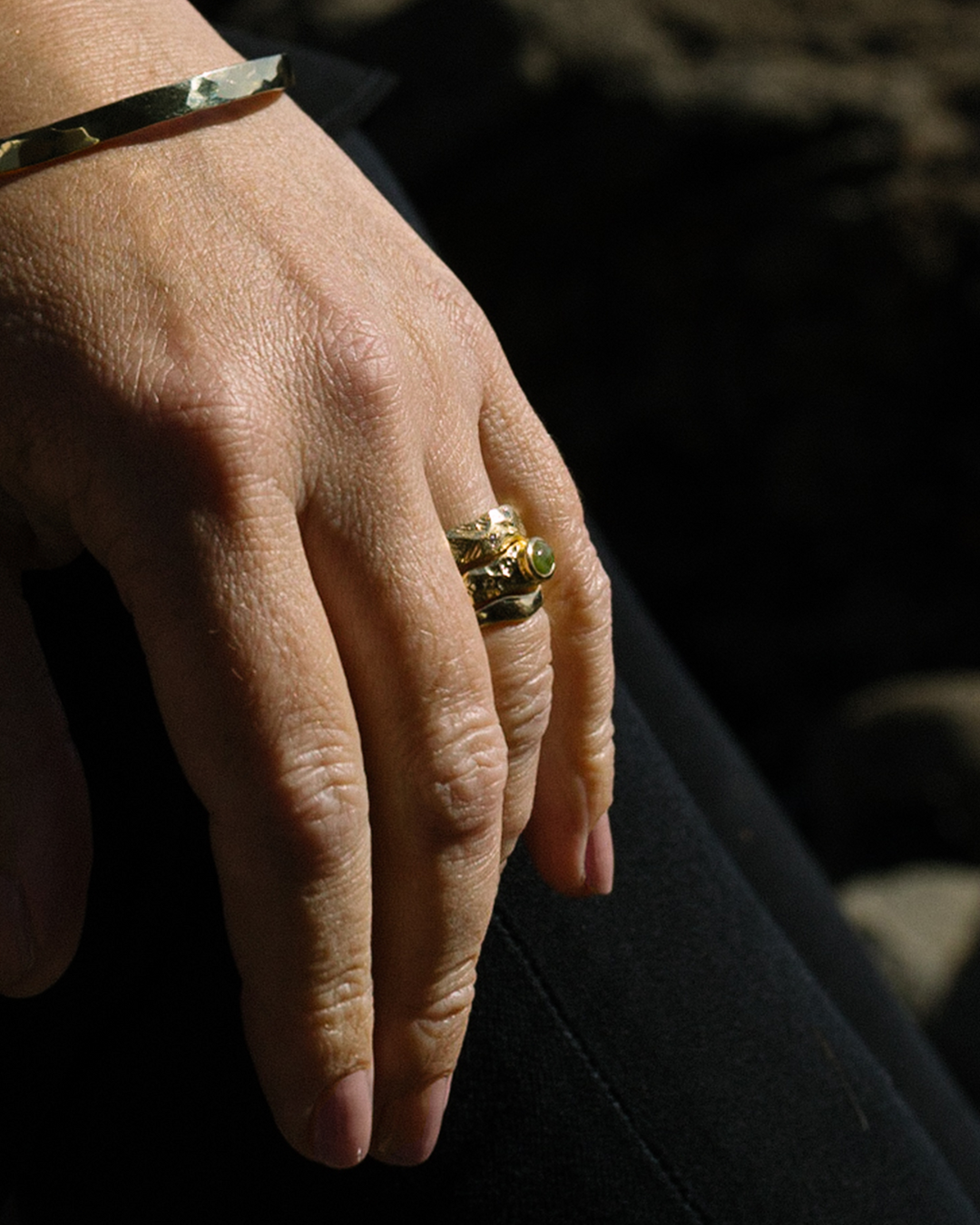 Made of Gold 18ct Gold Mt Te Kinga Pounamu Ring N