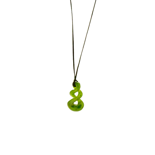 Imported Greenstone  Pendant- Double Twist 20mm