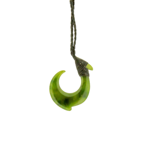 Imported Greenstone  Pendant- Hook (Braided) 40mm