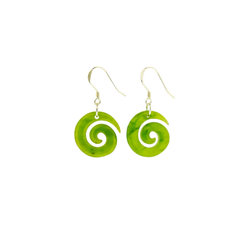 Imported Greenstone  Earrings- Koru 18mm