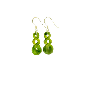 Imported Greenstone  Earrings- Double Twist 25mm