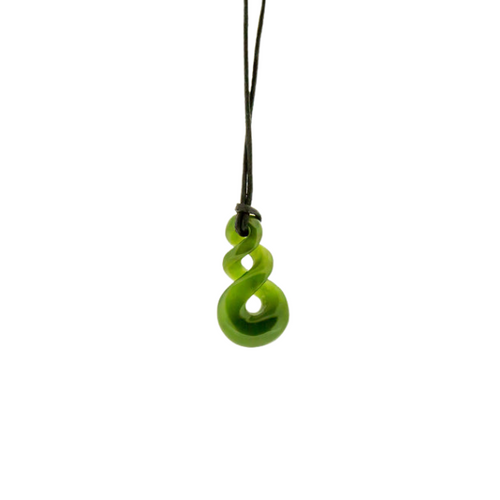 Imported Greenstone  Pendant- Double Twist 30mm