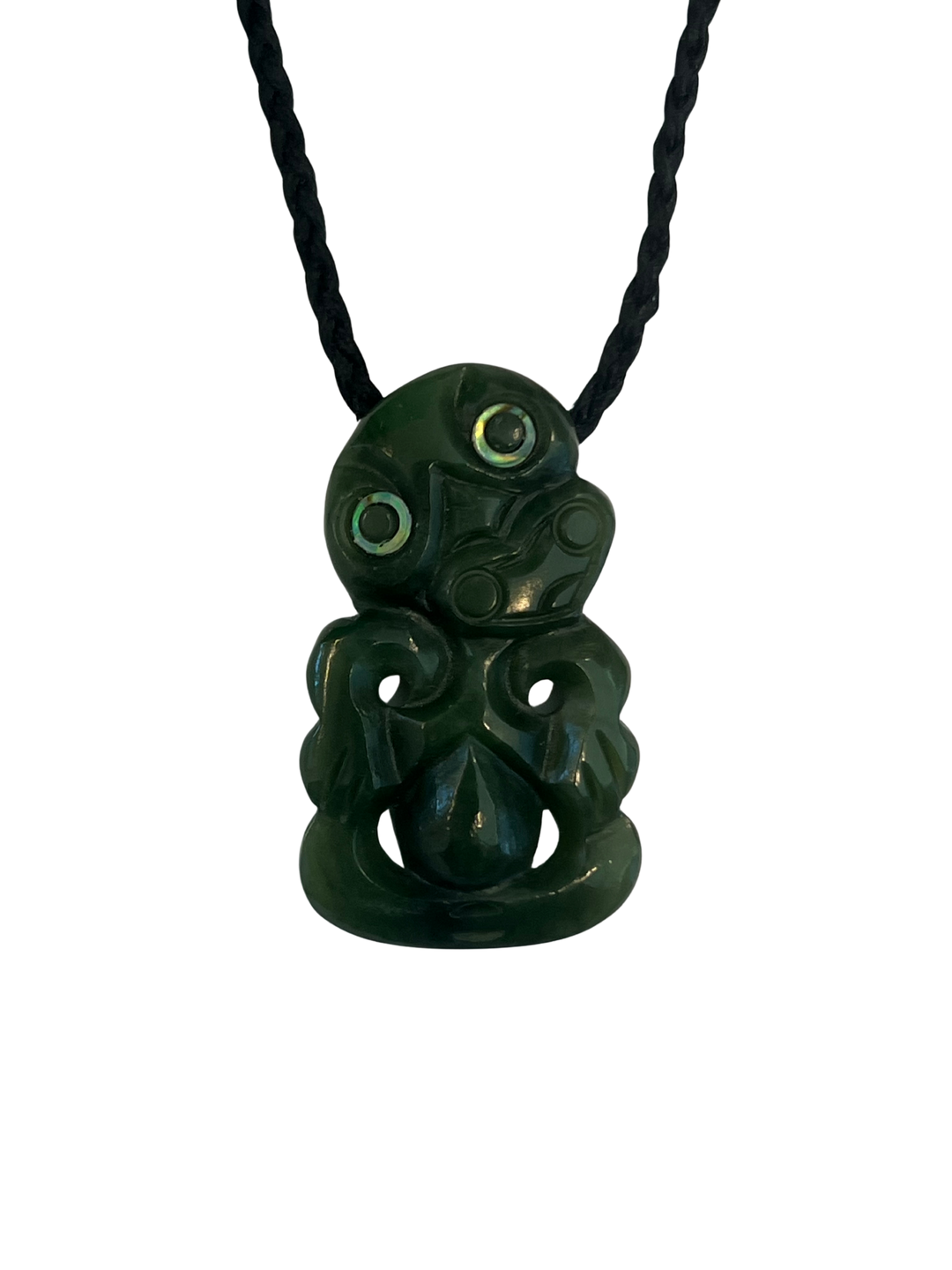 NZ Greenstone Tiki with Paua Eyes 45mm