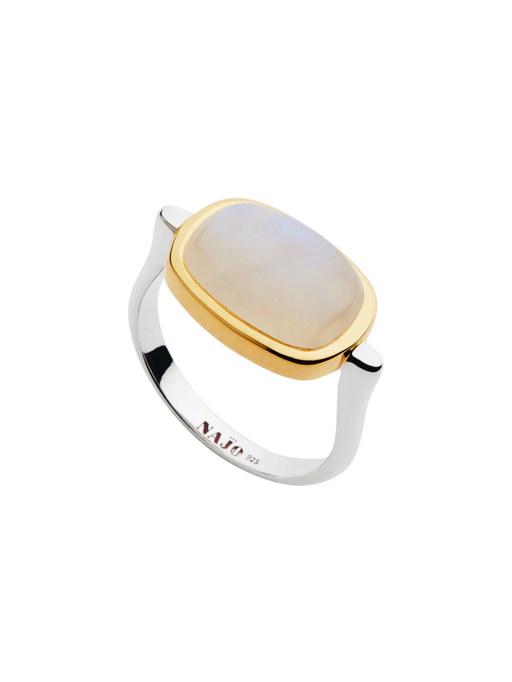 Najo Fleur Moonstone Silver & Gold Plated Ring