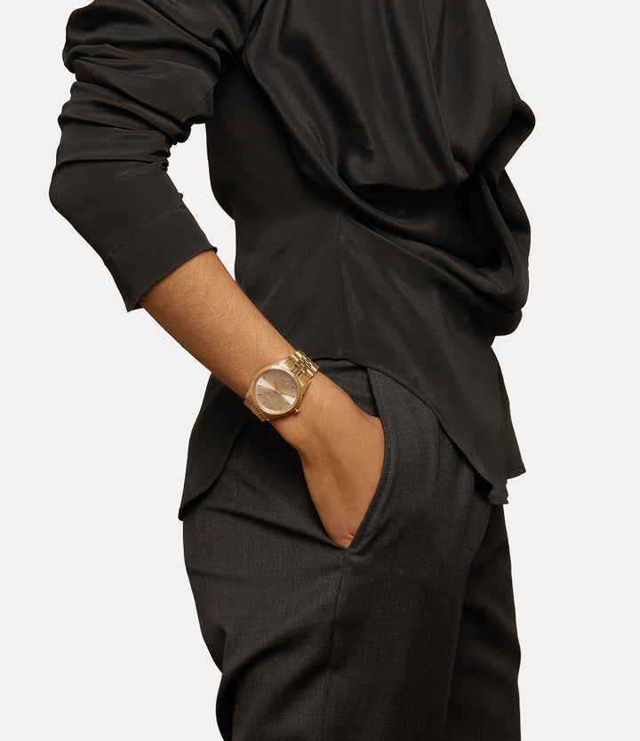 Vivienne Westwood Seymore Pink Dial Gold Strap Watch