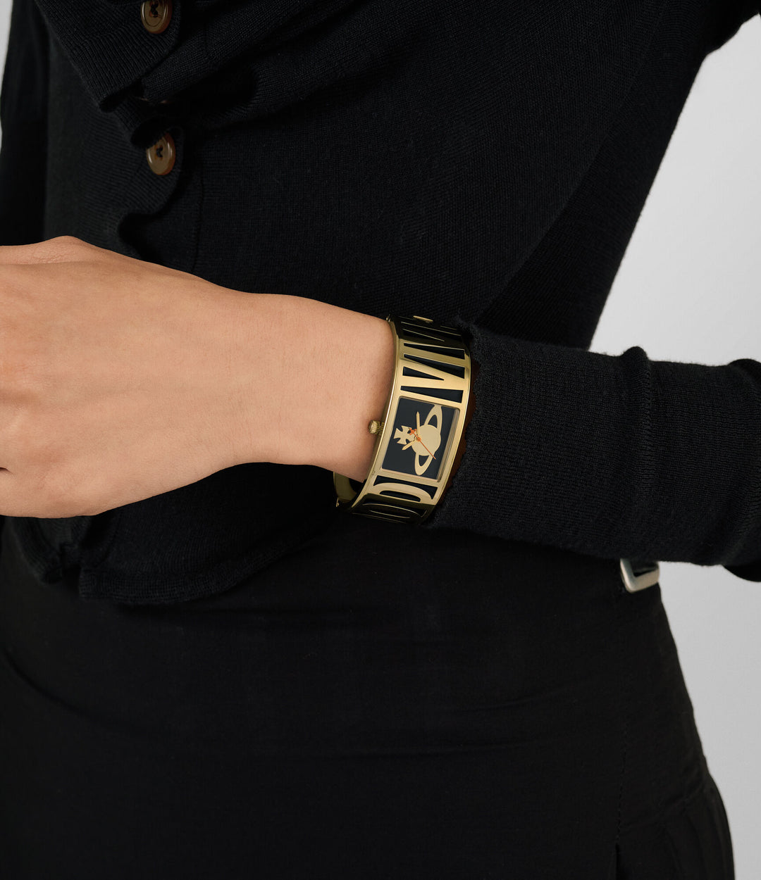 Vivienne Westwood Belvoir Black Gold Bangle Watch