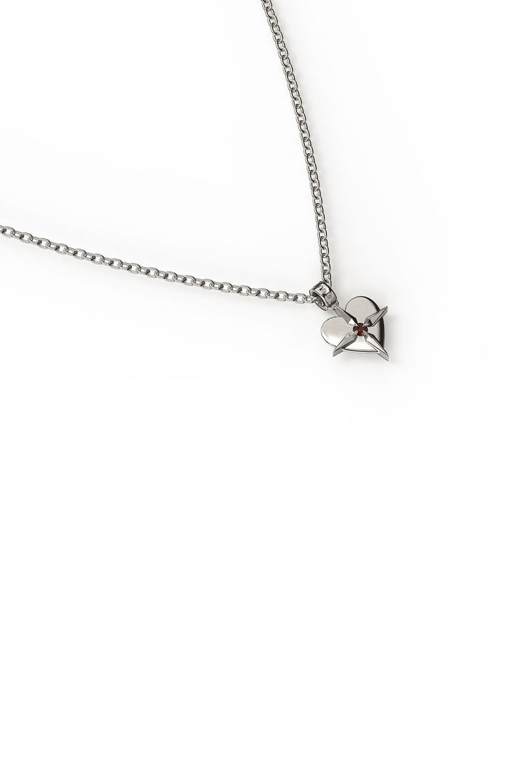 Stolen January Birthstone Heart Silver and Garnet Necklace