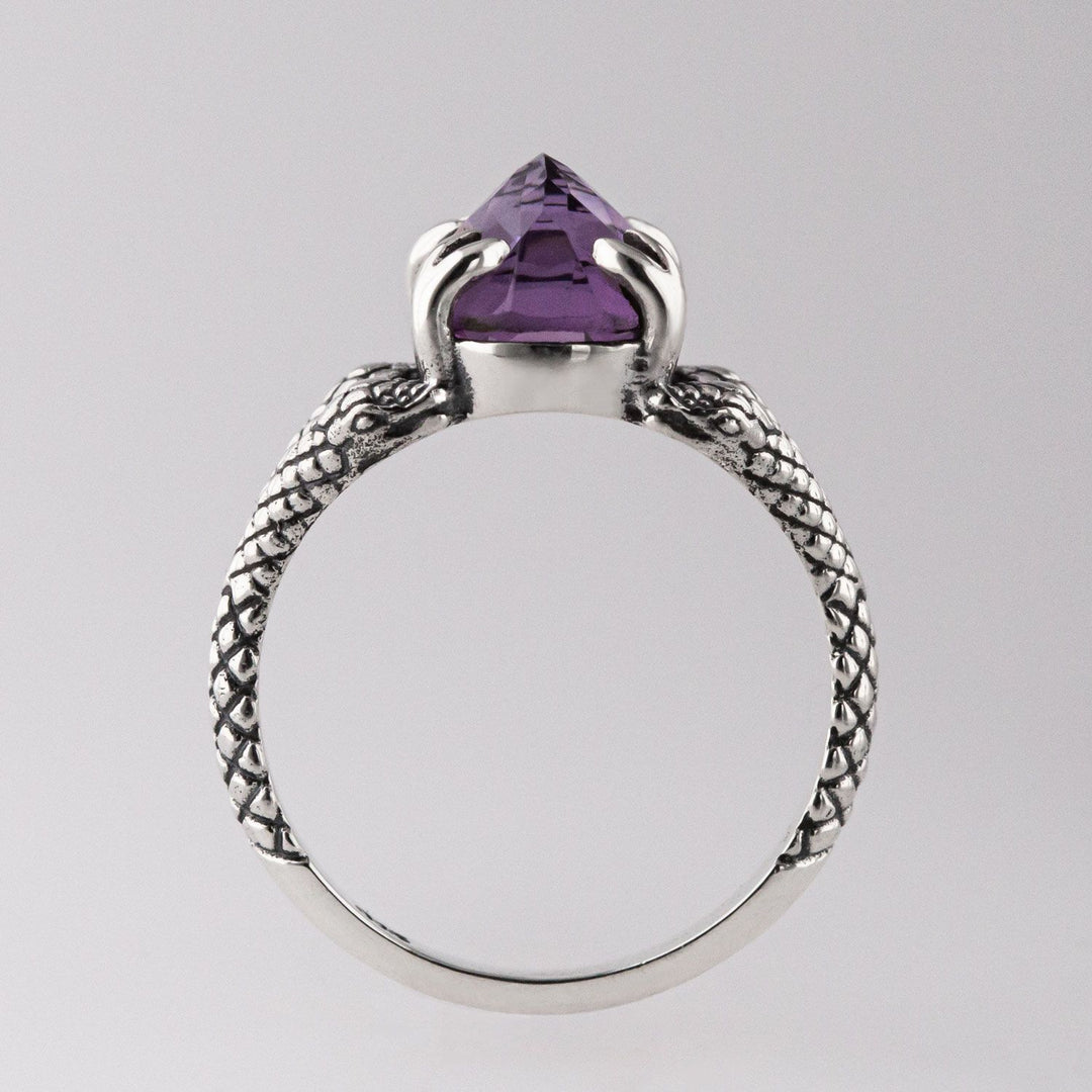 Nick Von K Sterling Silver with Amethyst Double Headed Snake Ring
