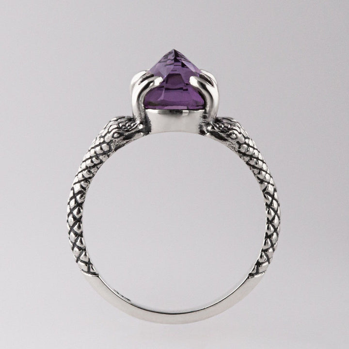 Nick Von K Sterling Silver with Amethyst Double Headed Snake Ring