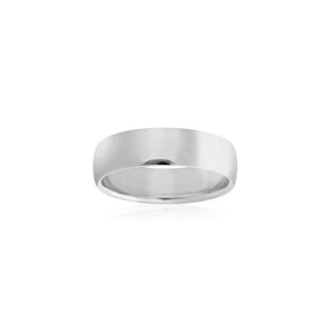 9ct White Gold Plain Curved Band 6mm
