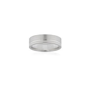 9ct White Gold Patterned Band 6mm
