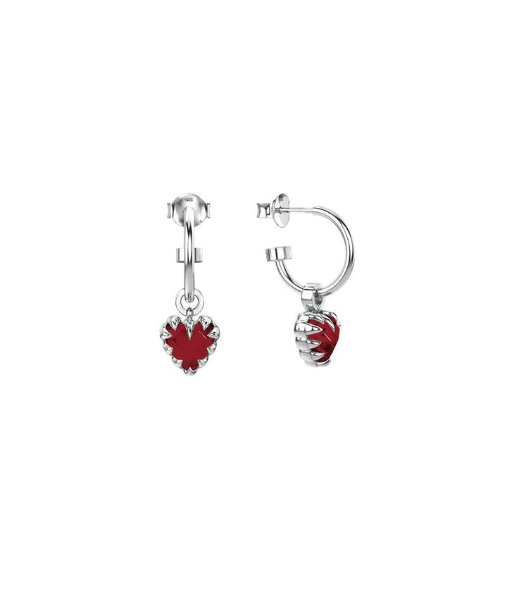 Stolen Silver Love Anchor Earrings - Red Garnet