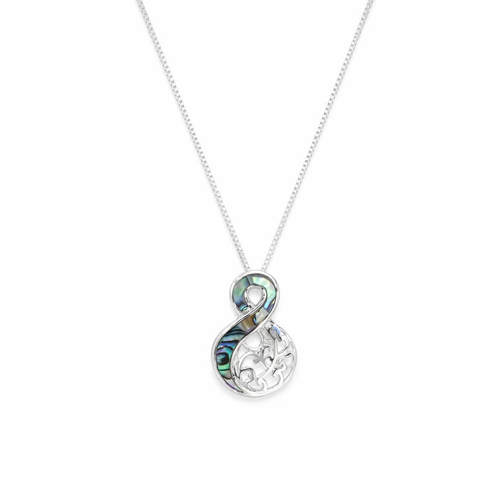 LT Sterling Silver Paua Kumara/Twist Openwork Necklace