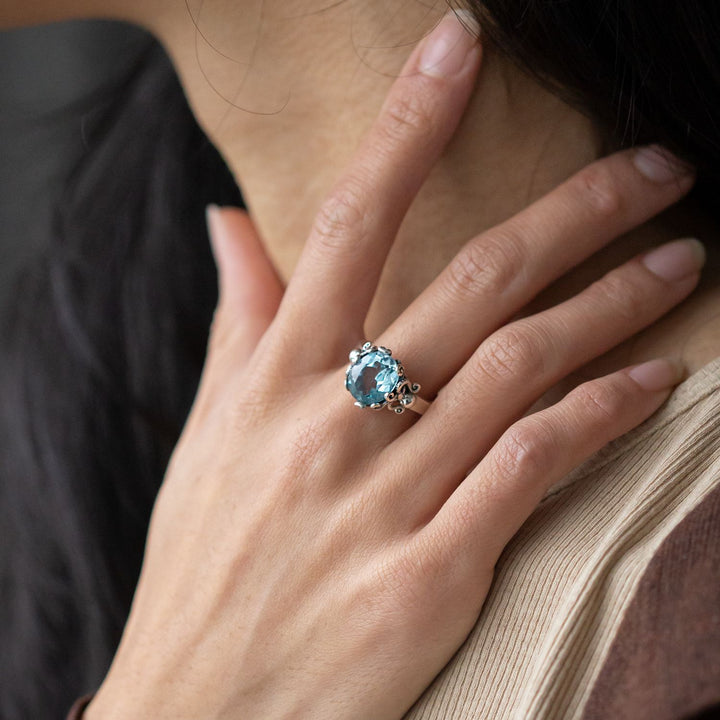 Nick Von K Sterling Silver with Topaz Twin Octopus Ring