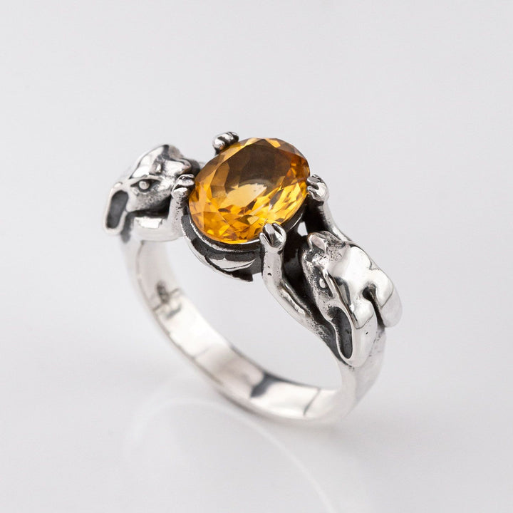 Nick Von K Sterling Silver with Citrine Lucky Bunny Ring