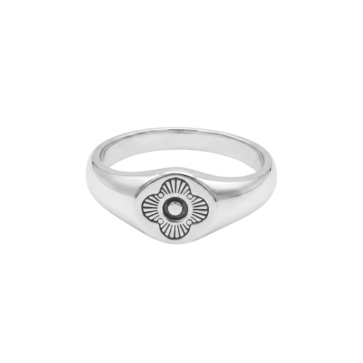 LT Sterling Silver Signet Ring with Organic Design