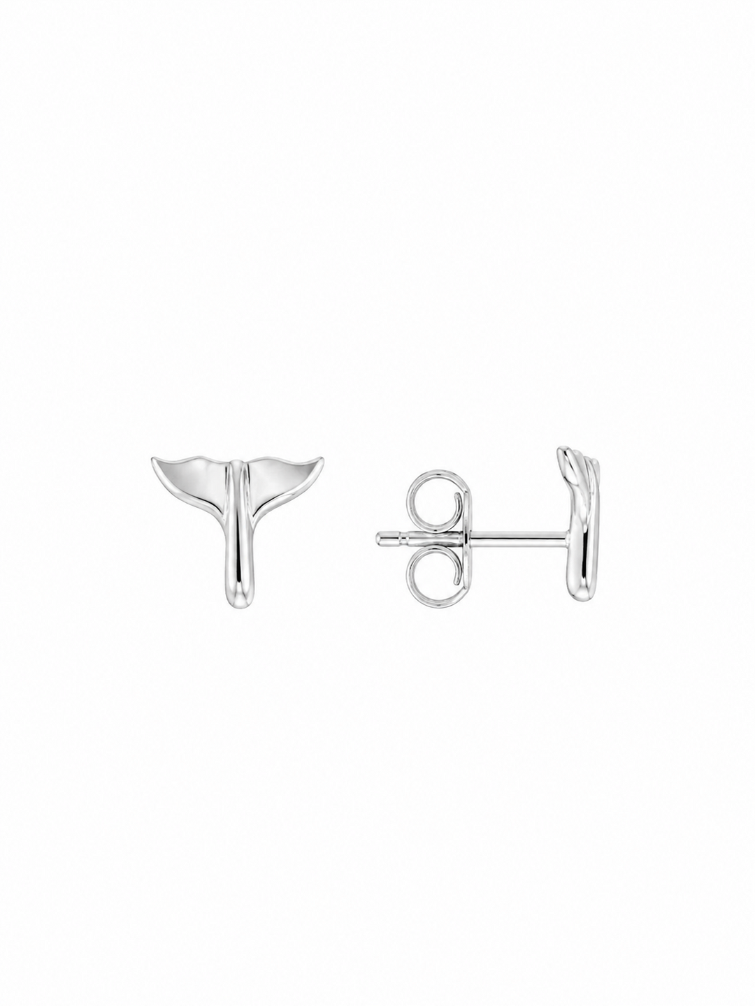 LT Sterling Silver Whale Tail Stud Earrings