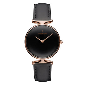 Nordgreen Unika 32mm Rose Gold Black Watch