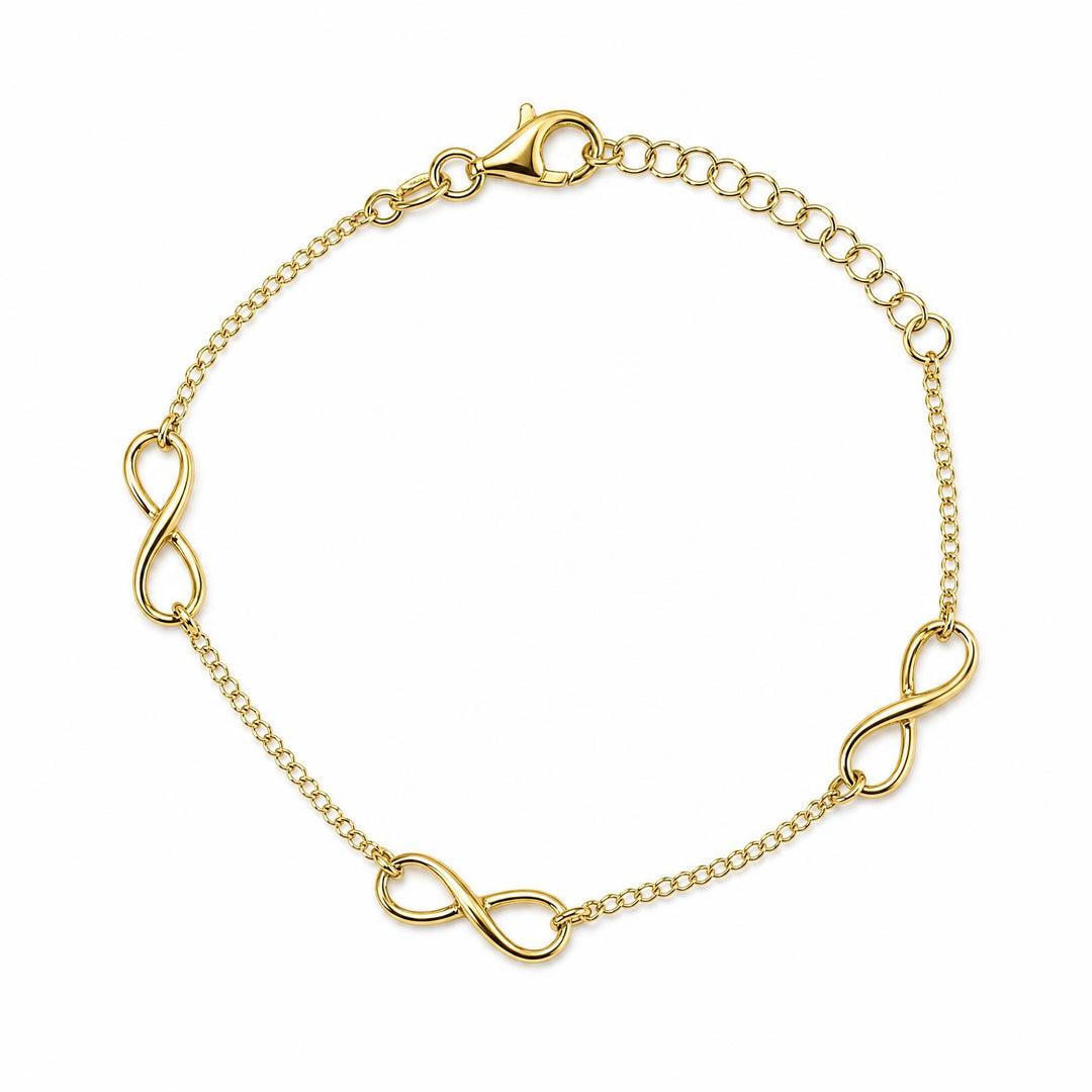 LT Gold Plated Triple Infinity Chain Bracelet