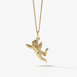 MEADOWLARK 23CT GOLD PLATED CHERUB CHARM NECKLACE