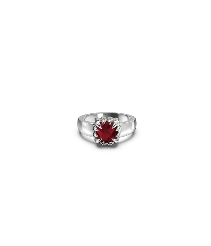 Stolen Silver Baby Claw Ring - Red Garnet