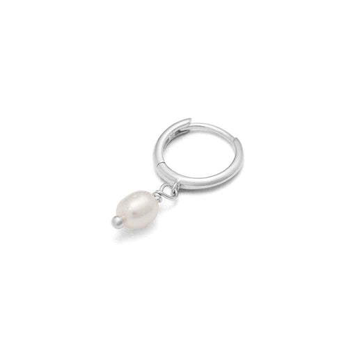 Silver Classic Pearl Hoops