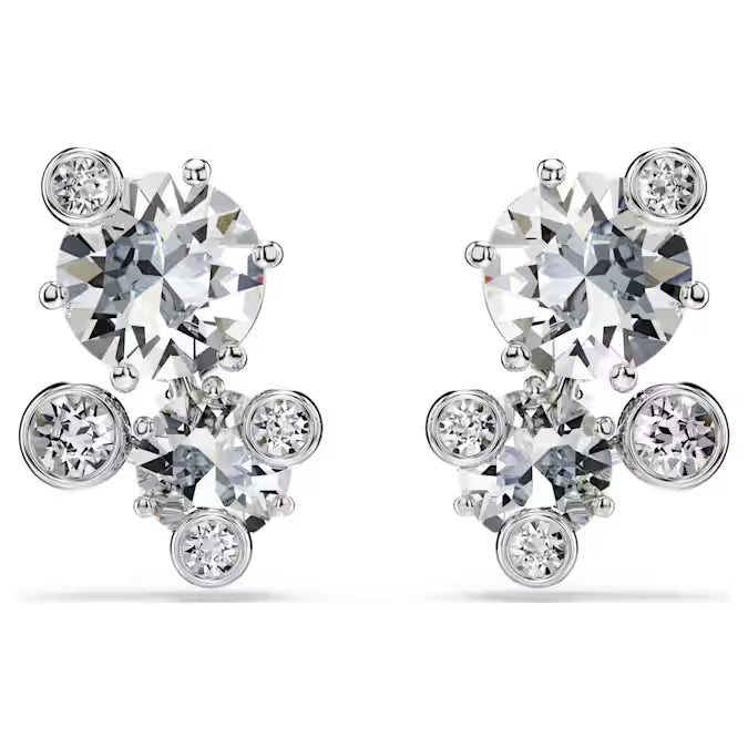 Swarovski Constella Stud Earrings Round cut White Rhodium plated