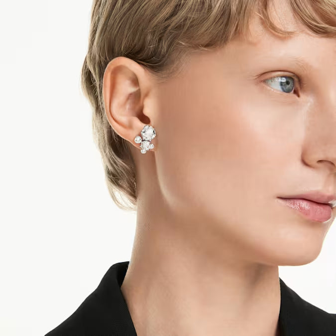 Swarovski Constella Stud Earrings Round cut White Rhodium plated