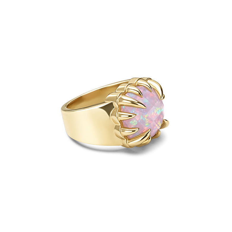 Stolen Gold Plated Claw Ring  - Pink Bello Opal