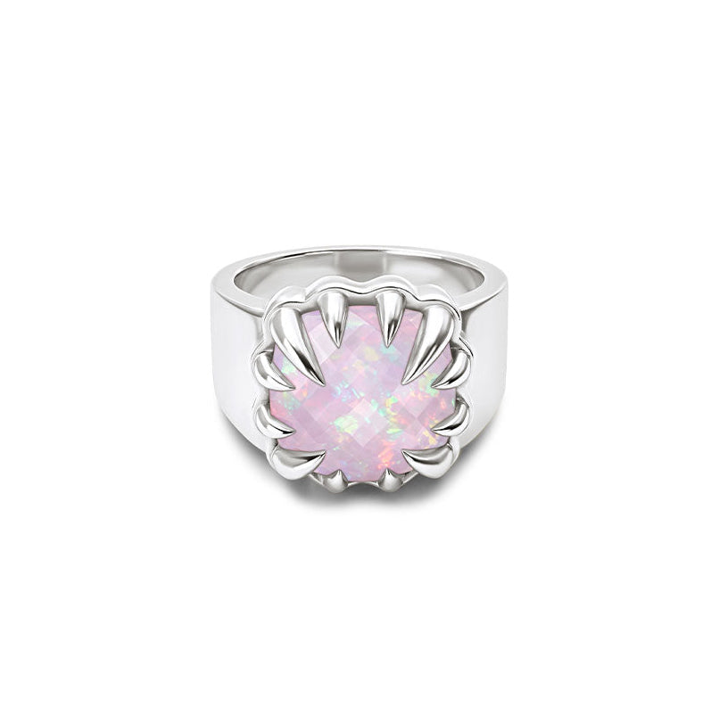 Stolen Silver Claw Ring  - Pink Bello Opal