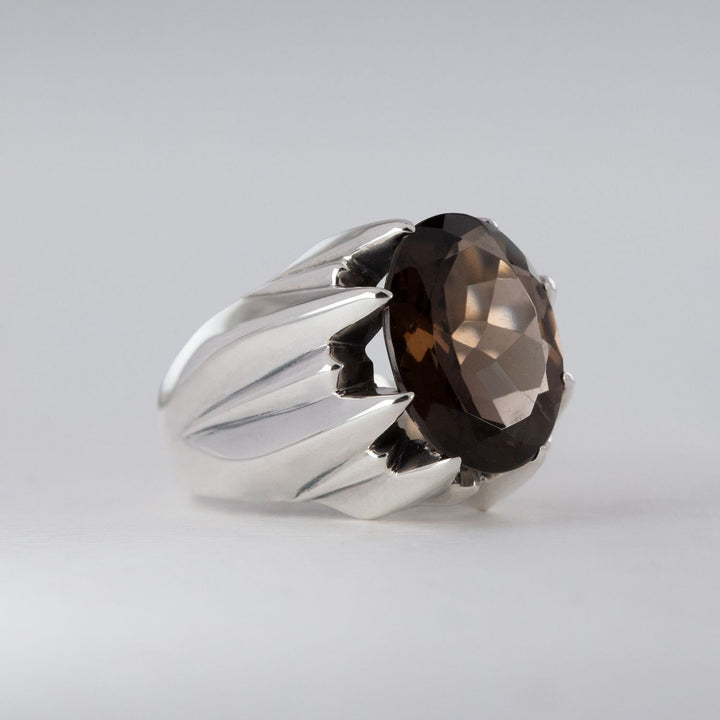 Nick Von K Sterling Silver with Smokey Quartz Large Star Claw Ring