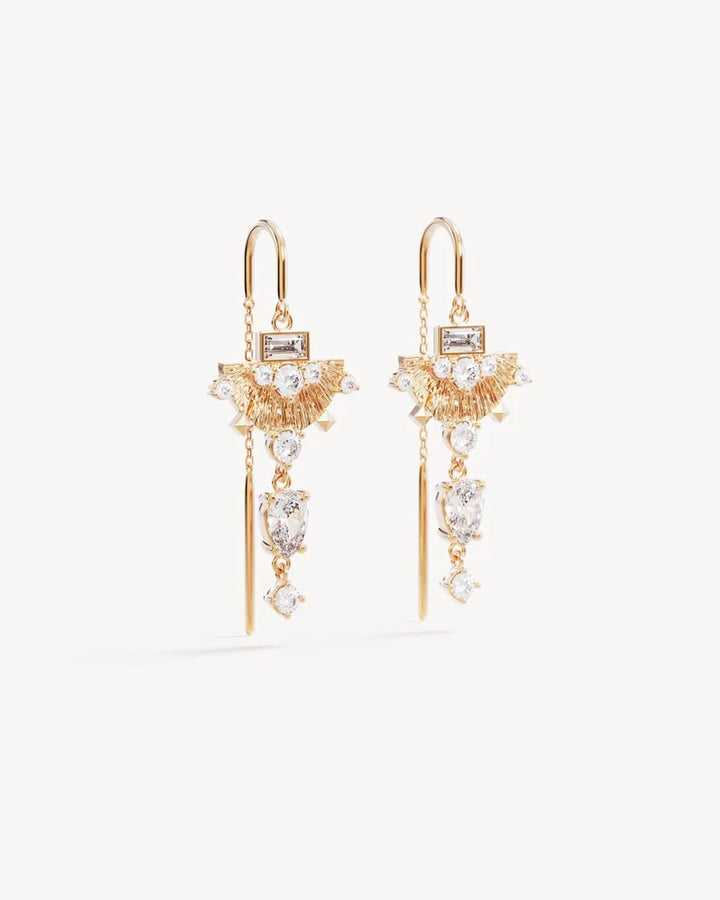 By Charlotte 18k Gold Vermeil Lotus Rain Thread Earrings