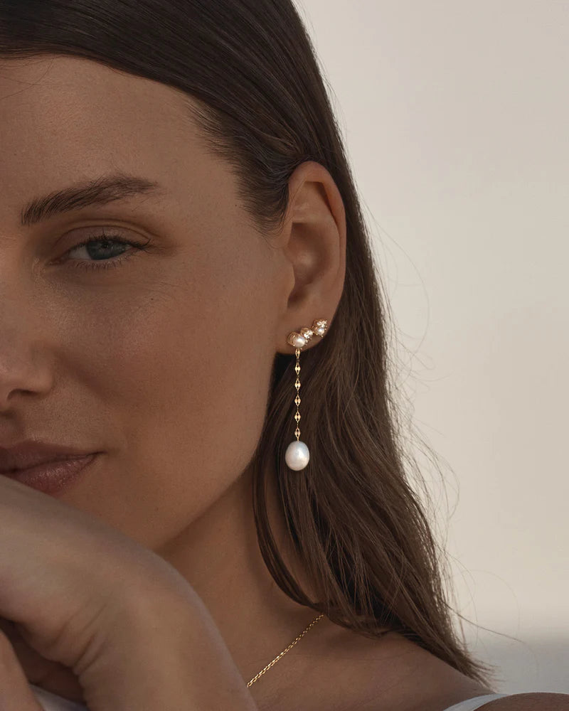By Charlotte 18k Gold Vermeil Love in Stillness Pearl Stud Earrings
