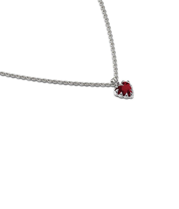 Stolen Silver Mini Love Claw Necklace - Red Garnet