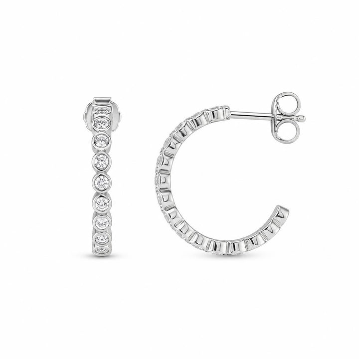 LT Sterling Silver Rubina CZ Hoop Earrings