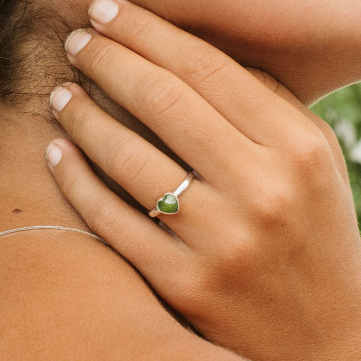 Nick Von K Sterling Silver and Pounamu Heart Ring
